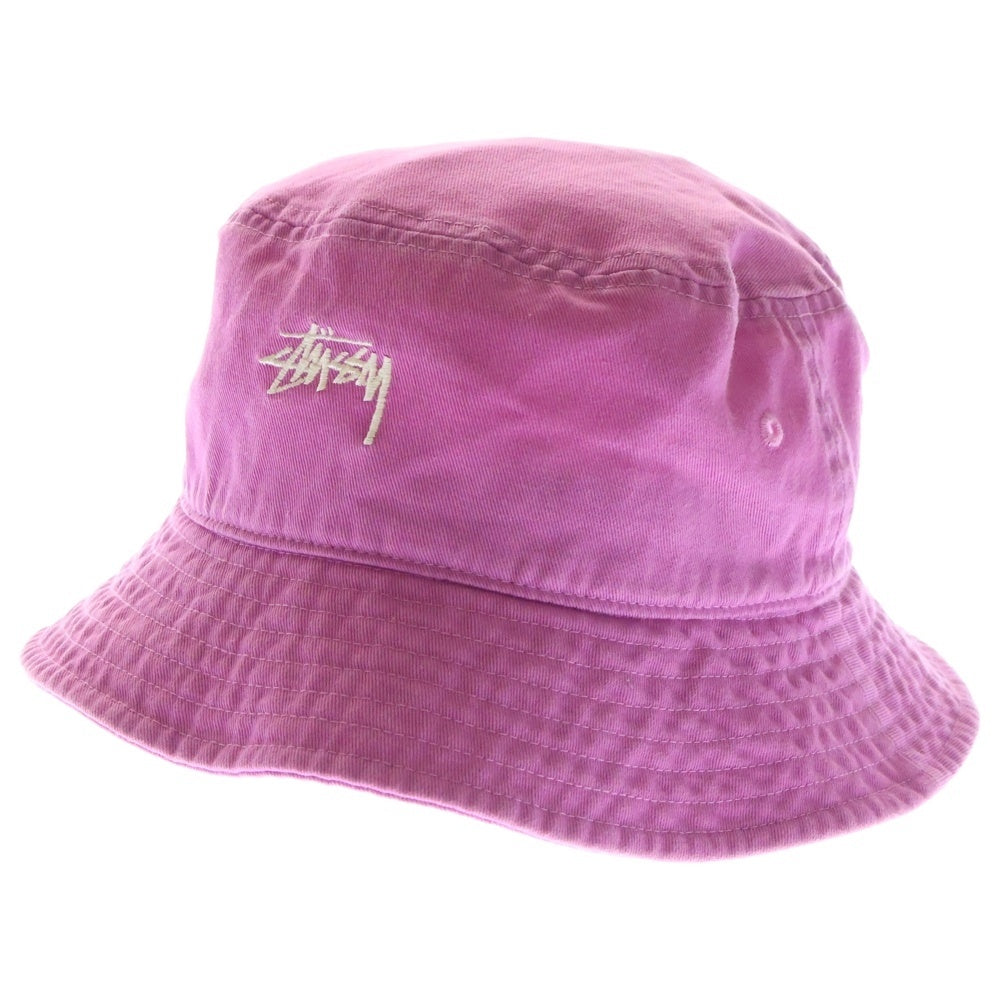 STUSSY(ステューシー) ロゴ刺繍 コットンバケットハット 帽子 ピンク 1321023