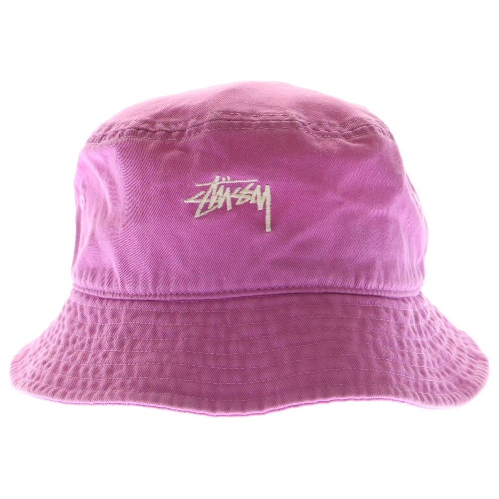 STUSSY(ステューシー) ロゴ刺繍 コットンバケットハット 帽子 ピンク 1321023