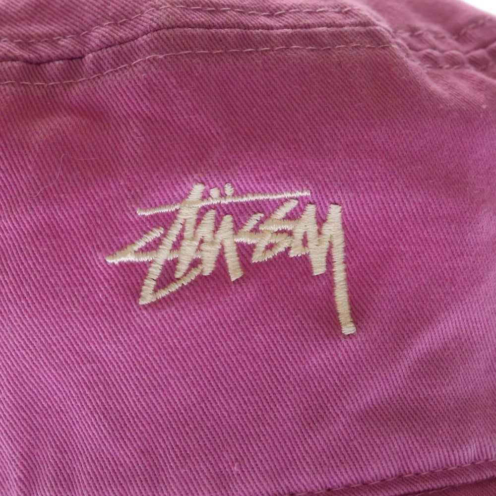 STUSSY(ステューシー) ロゴ刺繍 コットンバケットハット 帽子 ピンク 1321023