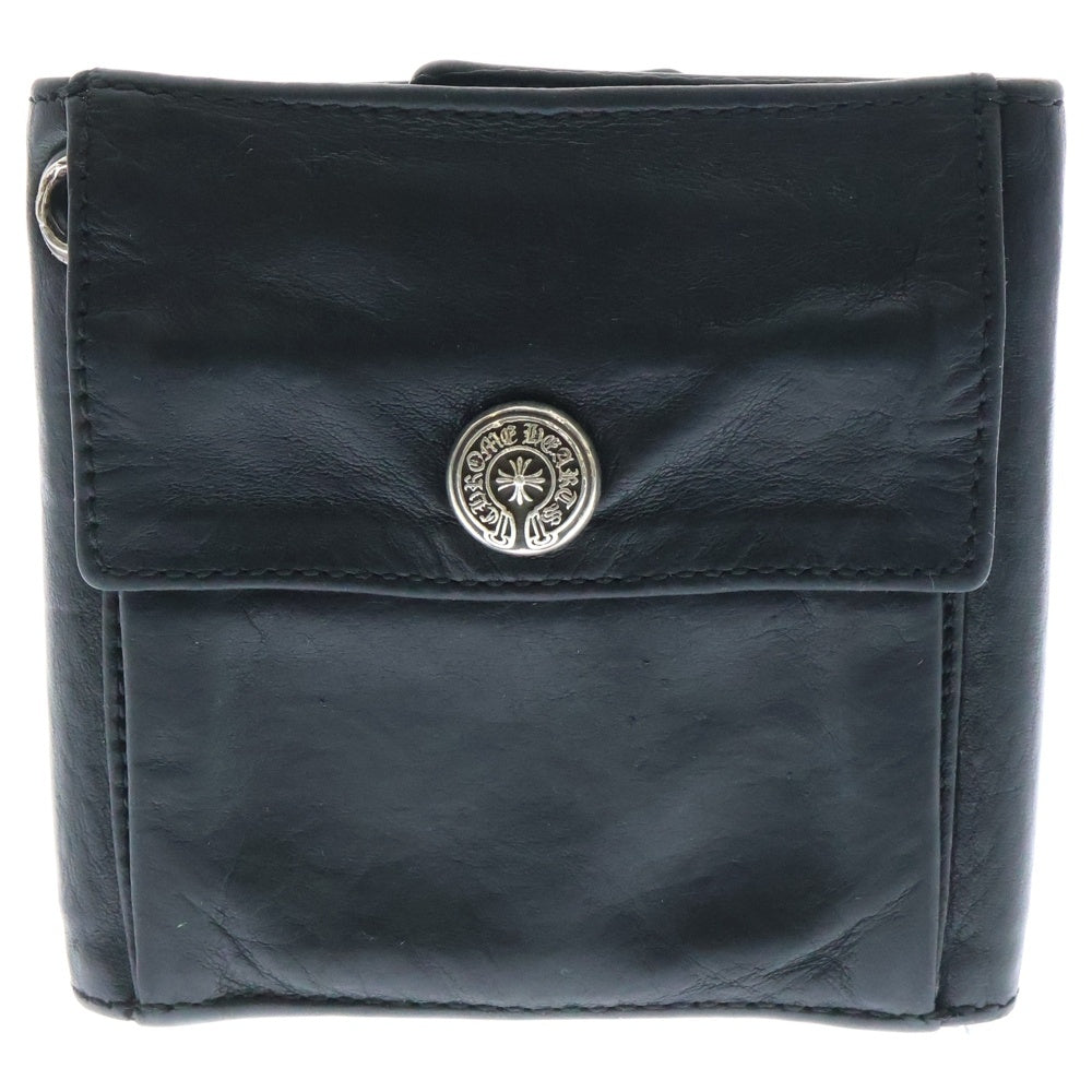 CHROME HEARTS(クロムハーツ) 2FACE WALLET ヴァインダガーボタン コンパクトレザーウォレット 三つ折り 財布 ブラック
