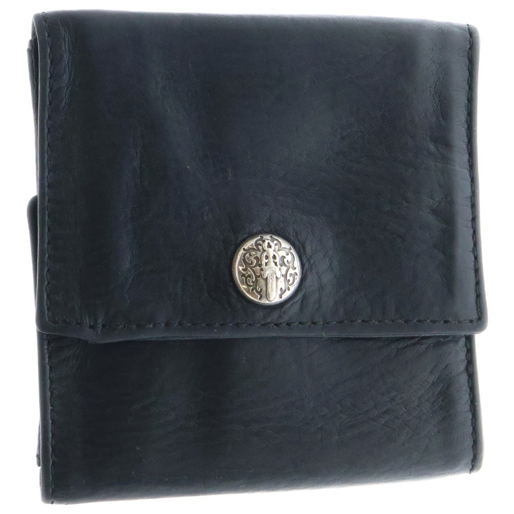 CHROME HEARTS(クロムハーツ) 2FACE WALLET ヴァインダガーボタン コンパクトレザーウォレット 三つ折り 財布 ブラック