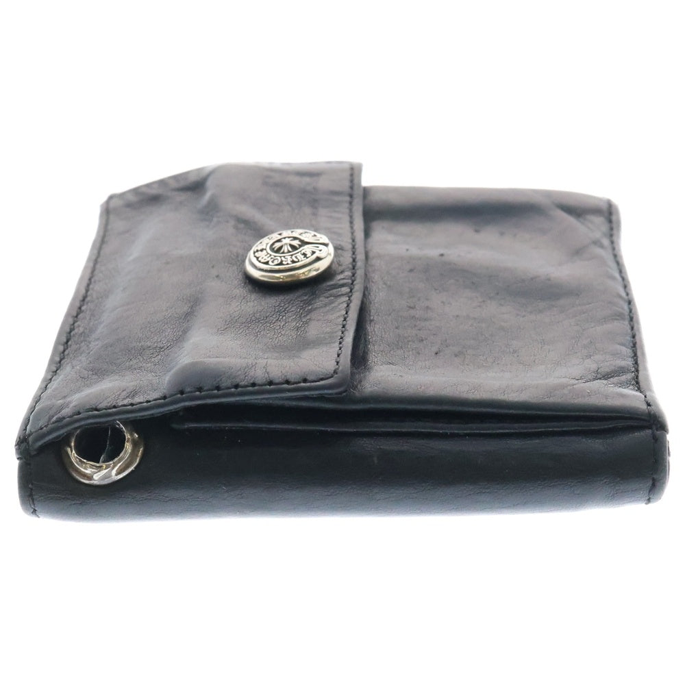 CHROME HEARTS(クロムハーツ) 2FACE WALLET ヴァインダガーボタン コンパクトレザーウォレット 三つ折り 財布 ブラック