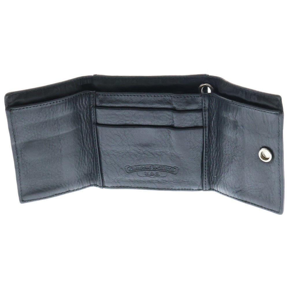 CHROME HEARTS(クロムハーツ) 2FACE WALLET ヴァインダガーボタン コンパクトレザーウォレット 三つ折り 財布 ブラック