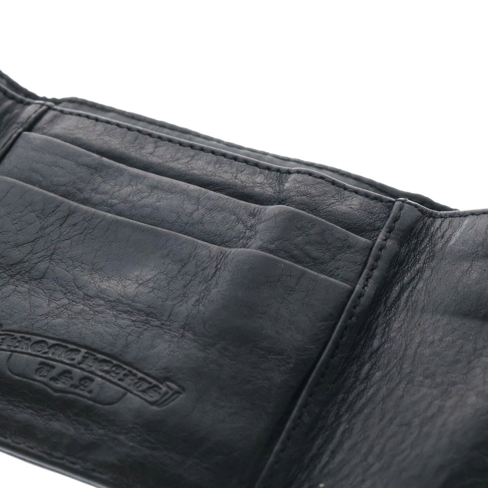 CHROME HEARTS(クロムハーツ) 2FACE WALLET ヴァインダガーボタン コンパクトレザーウォレット 三つ折り 財布 ブラック