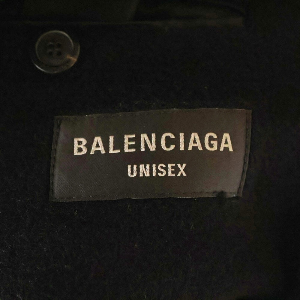 BALENCIAGA(バレンシアガ) Skater Tailored 768973 TPU03 ブラッシュ加工ウール テーラード ロングコート ブラック