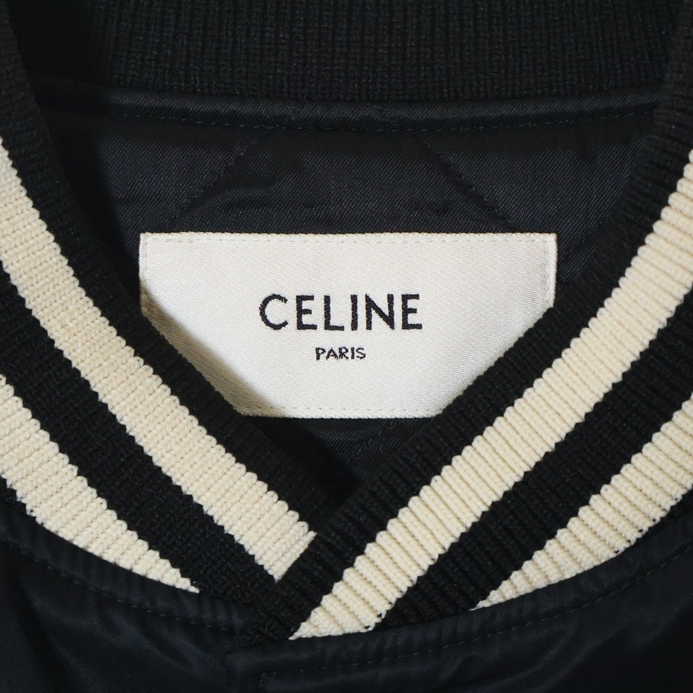 CELINE(セリーヌ) 24AW ルーズ ナイロンテディジャケット フロントロゴパッチ アウター ブラック 2W22C227R.38NO