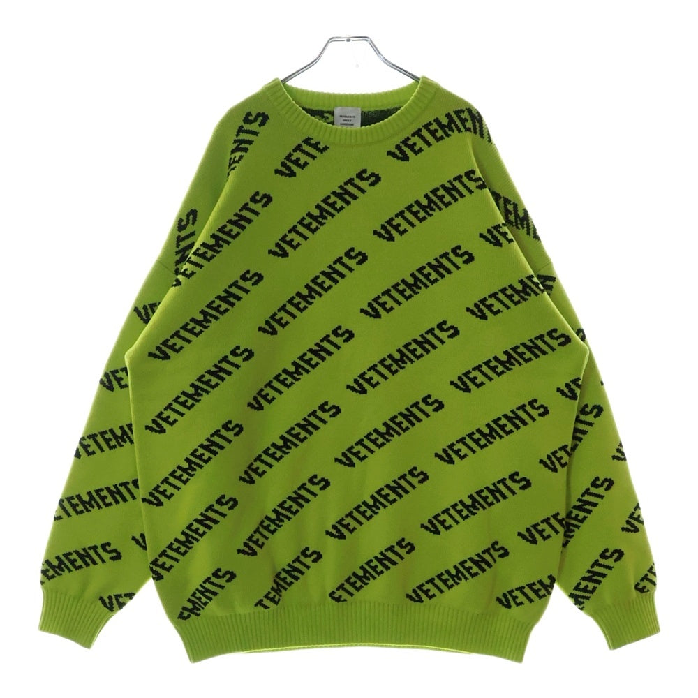 VETEMENTS(ヴェトモン) 23AW neon Sweater with logo ロゴ総柄ニット セーターイエロー UA52KN600Y