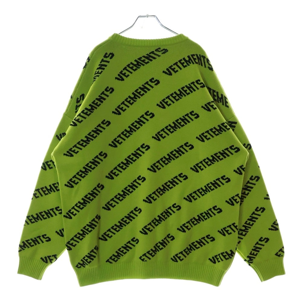 VETEMENTS(ヴェトモン) 23AW neon Sweater with logo ロゴ総柄ニット セーターイエロー UA52KN600Y