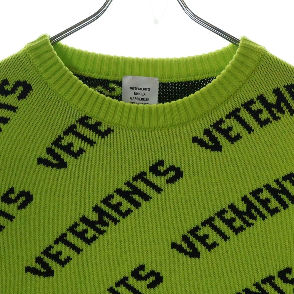 VETEMENTS(ヴェトモン) 23AW neon Sweater with logo ロゴ総柄ニット セーターイエロー UA52KN600Y