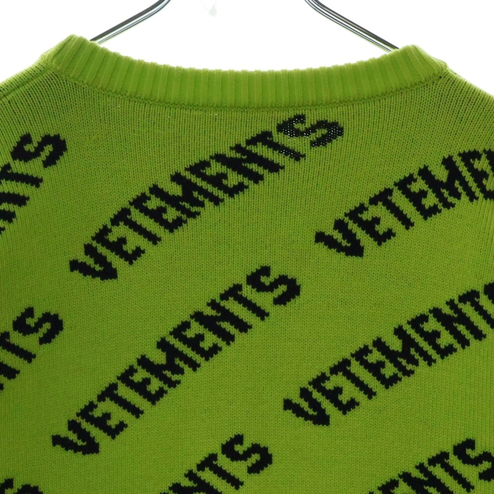 VETEMENTS(ヴェトモン) 23AW neon Sweater with logo ロゴ総柄ニット セーターイエロー UA52KN600Y