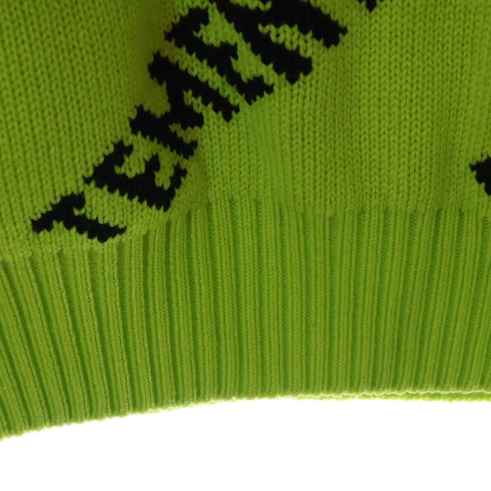 VETEMENTS(ヴェトモン) 23AW neon Sweater with logo ロゴ総柄ニット セーターイエロー UA52KN600Y