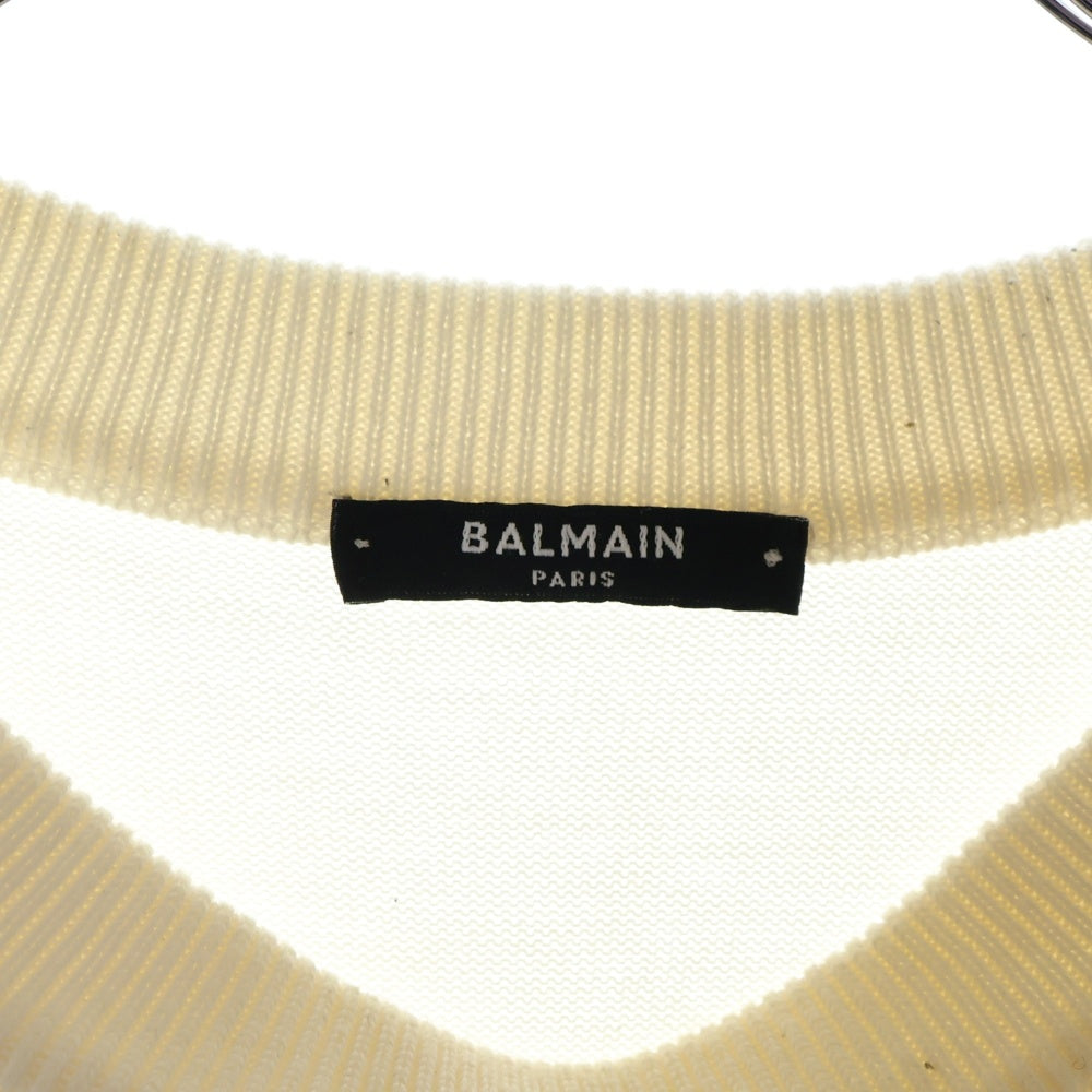 BALMAIN(バルマン) ロゴ刺繍 ボーダーニット セーター ブラック/ホワイト