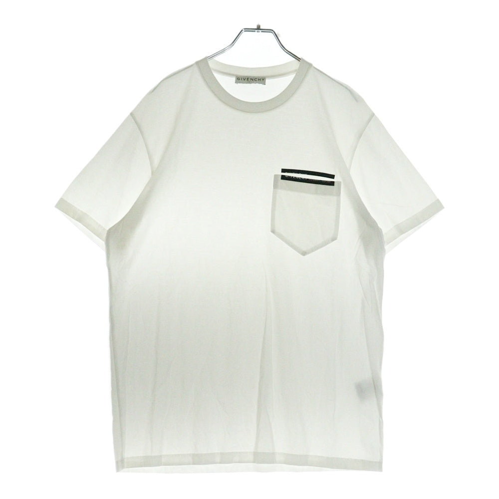 GIVENCHY(ジバンシィ) Ribbon Trimmed Logo Tee BM70VA3002 胸ポケット クルーネック 半袖Tシャツ ホワイト