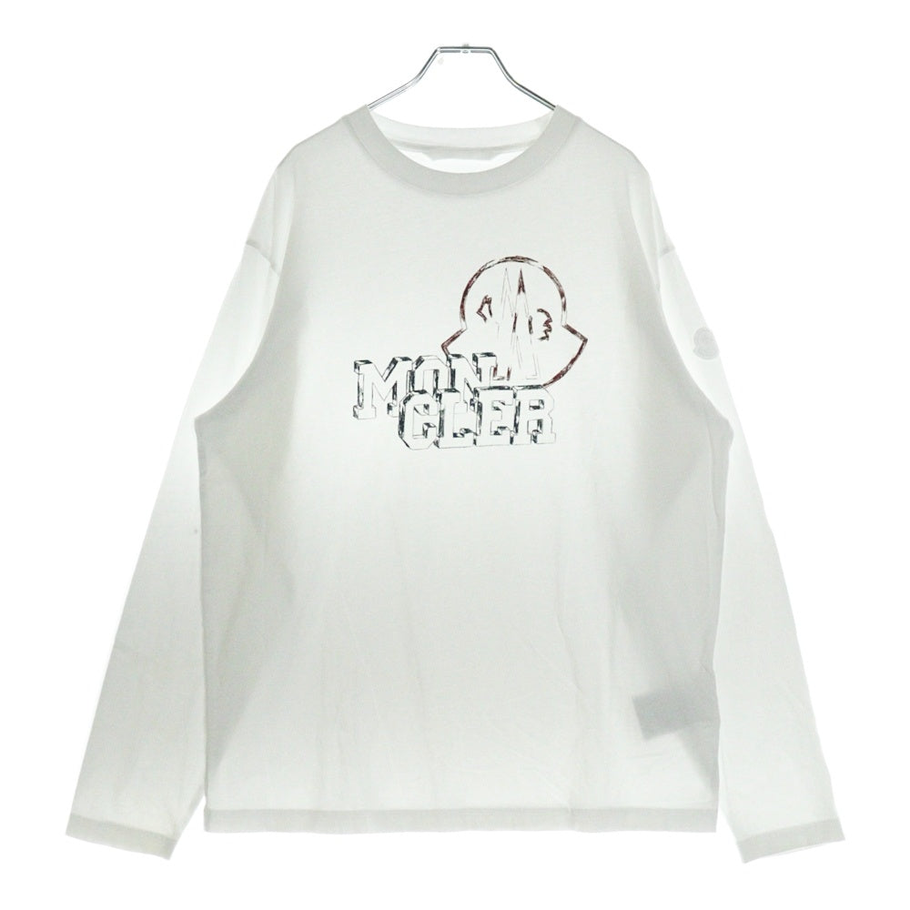 MONCLER(モンクレール) 24AW フロントロゴプリント ロングスリーブカットソー 長袖Tシャツ ホワイト J20918D00019