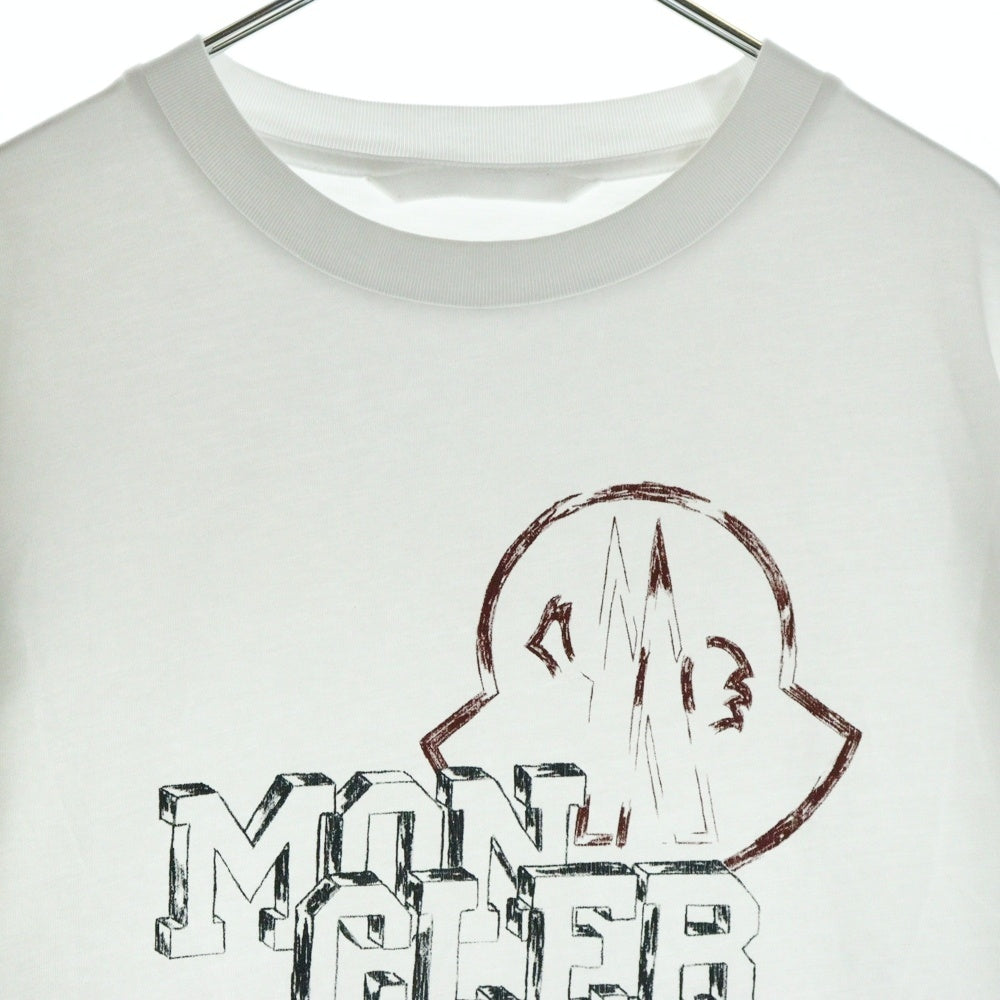 MONCLER(モンクレール) 24AW フロントロゴプリント ロングスリーブカットソー 長袖Tシャツ ホワイト J20918D00019