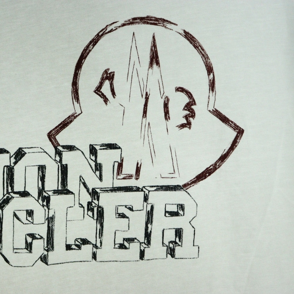 MONCLER(モンクレール) 24AW フロントロゴプリント ロングスリーブカットソー 長袖Tシャツ ホワイト J20918D00019