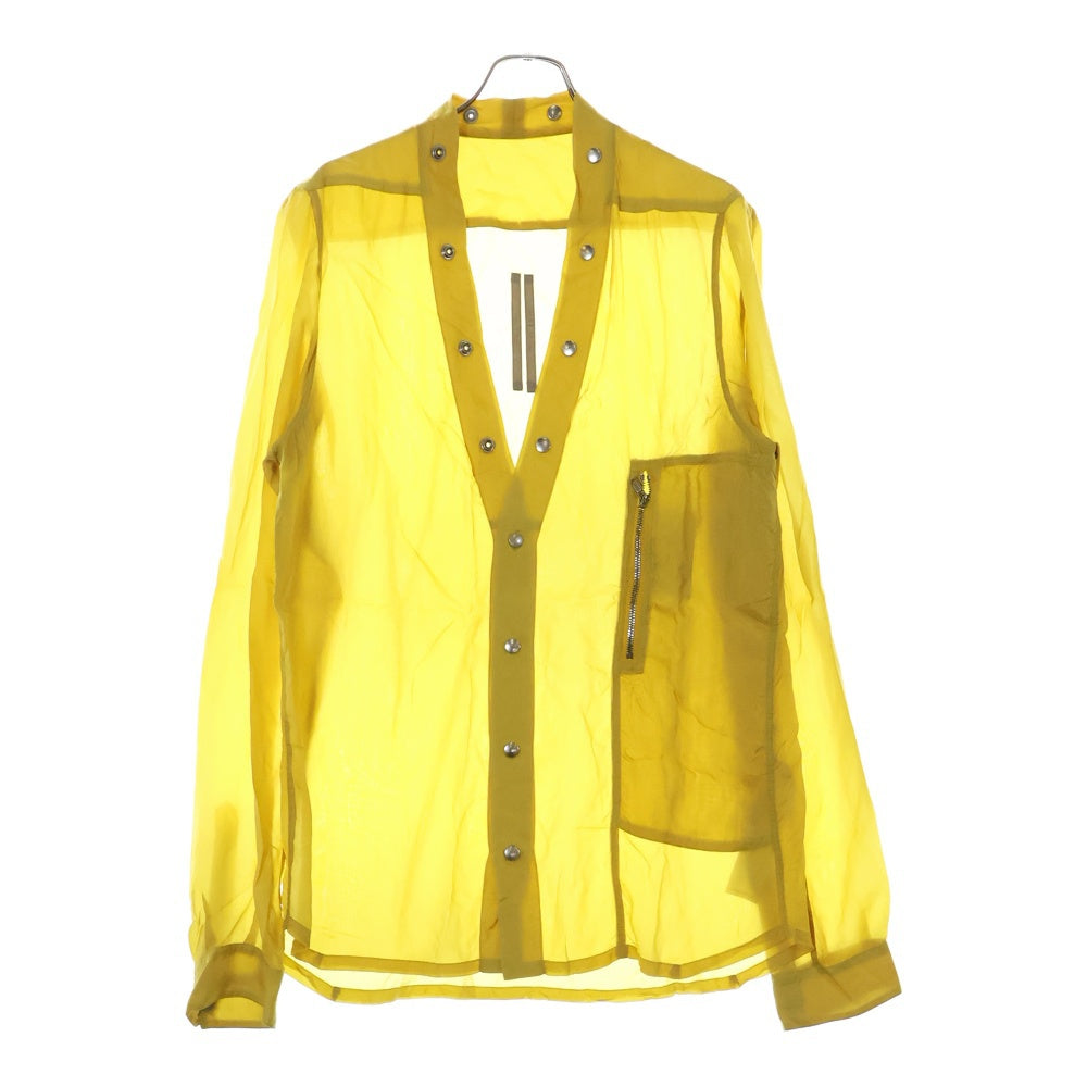 Rick Owens(リックオウエンス) 20SS Larry Sheer Shirt Lemon 長袖シアーラリーシャツ イエロー RR20S7287‐J