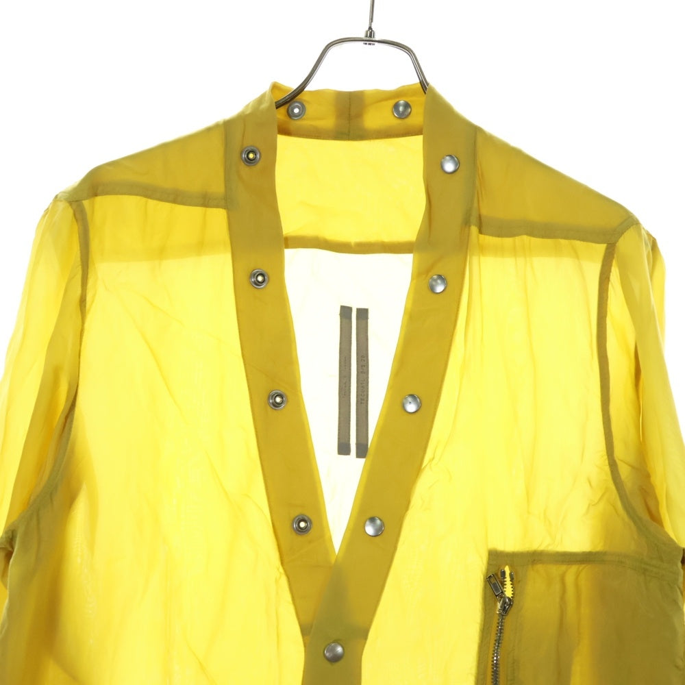 Rick Owens(リックオウエンス) 20SS Larry Sheer Shirt Lemon 長袖シアーラリーシャツ イエロー RR20S7287‐J