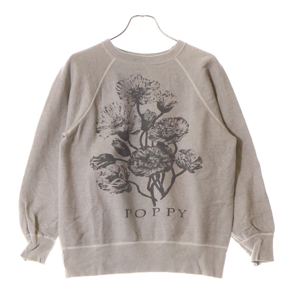 SAINT MICHAEL(セントマイケル) 24AW CREW SWT FLOWER GRAY フラワープリント クルーネック長袖スウェット トレーナー グレーSM-YS1-0000-032