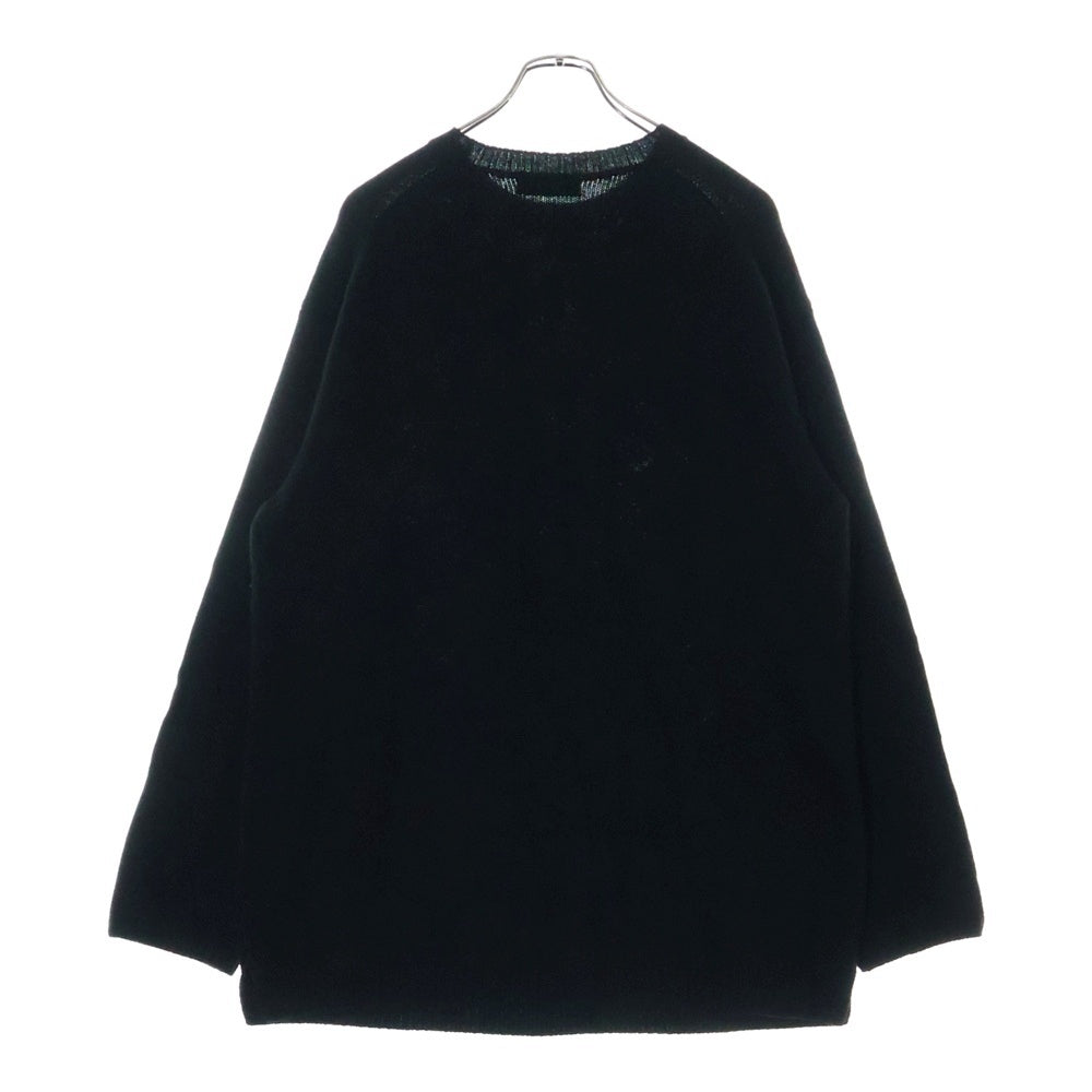 Yohji Yamamoto POUR HOMME(ヨウジヤマモト プールオム) 22AW 7G FLOWER INTERSIA JACQUARD CREW NECK フラワージャカード クルーネックニット セーター ブラック HE-K28-983