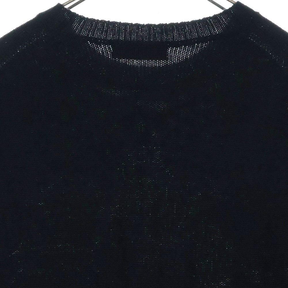 Yohji Yamamoto POUR HOMME(ヨウジヤマモト プールオム) 22AW 7G FLOWER INTERSIA JACQUARD CREW NECK フラワージャカード クルーネックニット セーター ブラック HE-K28-983
