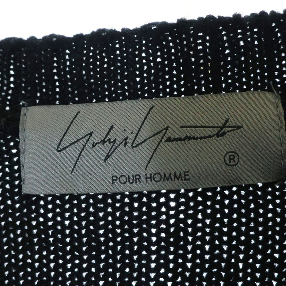 Yohji Yamamoto POUR HOMME(ヨウジヤマモト プールオム) 22AW 7G FLOWER INTERSIA JACQUARD CREW NECK フラワージャカード クルーネックニット セーター ブラック HE-K28-983