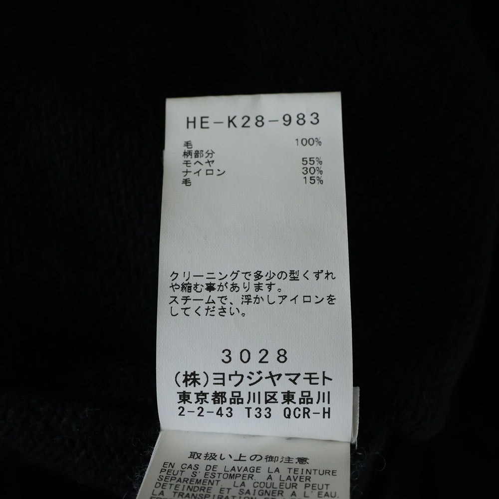 Yohji Yamamoto POUR HOMME(ヨウジヤマモト プールオム) 22AW 7G FLOWER INTERSIA JACQUARD CREW NECK フラワージャカード クルーネックニット セーター ブラック HE-K28-983