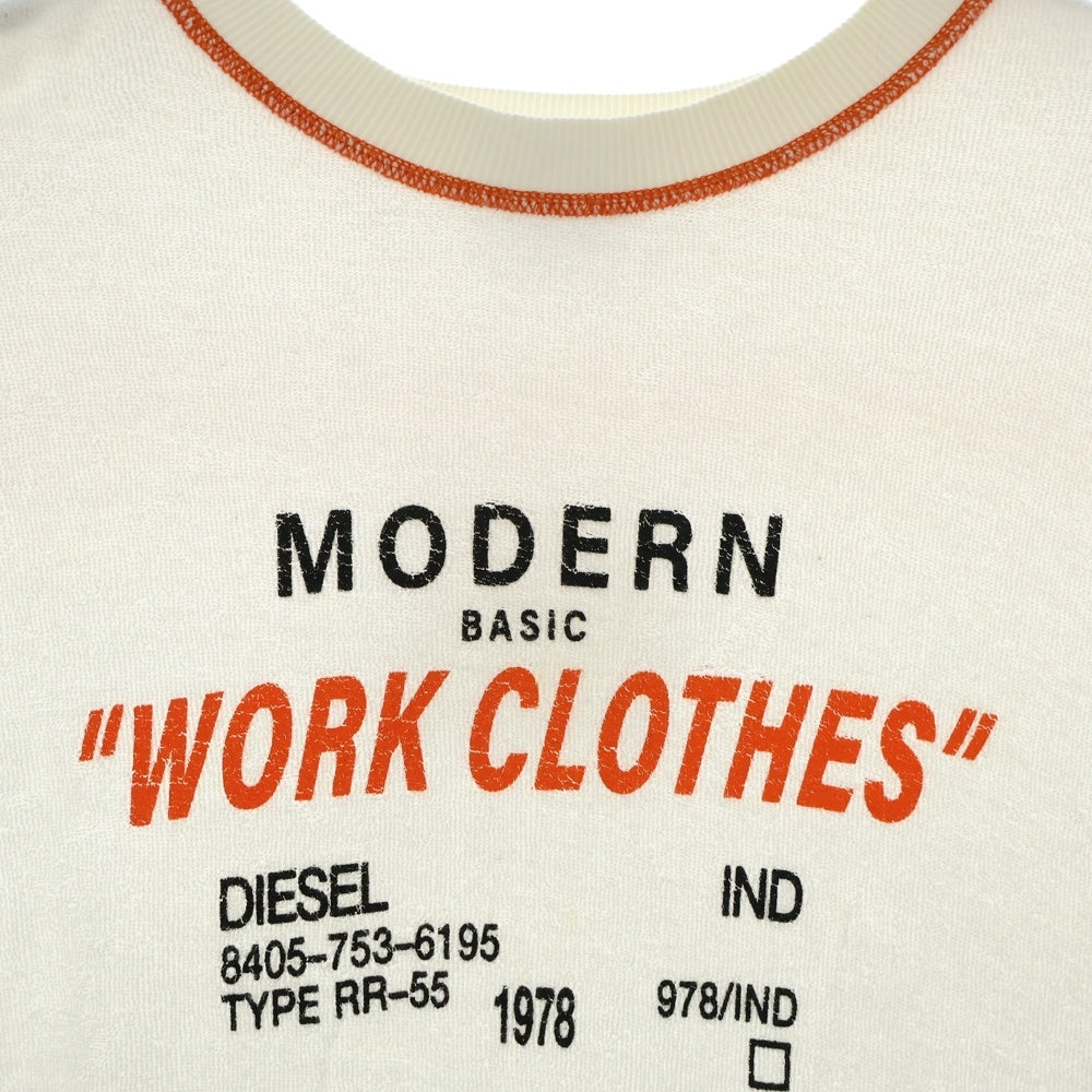 DIESEL(ディーゼル) 22SS S-ROBERGO パイル生地半袖ロゴプリントカットソー ホワイト A05381