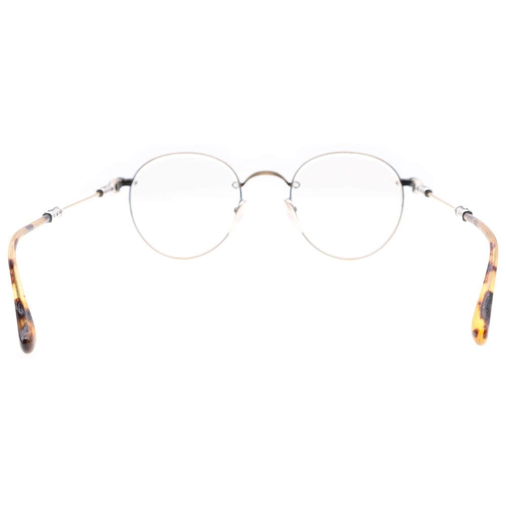 CHROME HEARTS(クロムハーツ) BUBBA-A クロステンプルメタルフレームラウンド眼鏡 シルバー/ブラック ※度入り