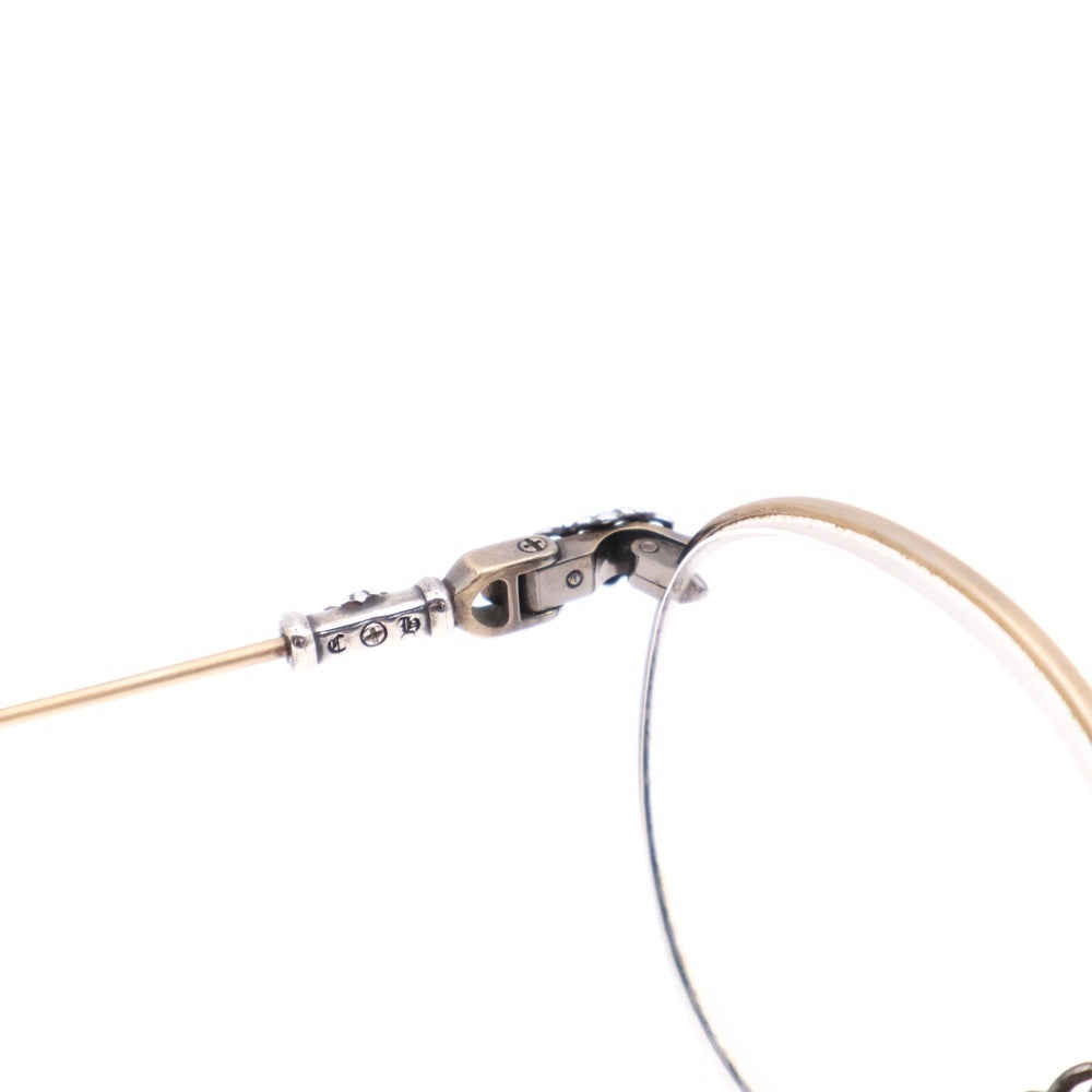 CHROME HEARTS(クロムハーツ) BUBBA-A クロステンプルメタルフレームラウンド眼鏡 シルバー/ブラック ※度入り