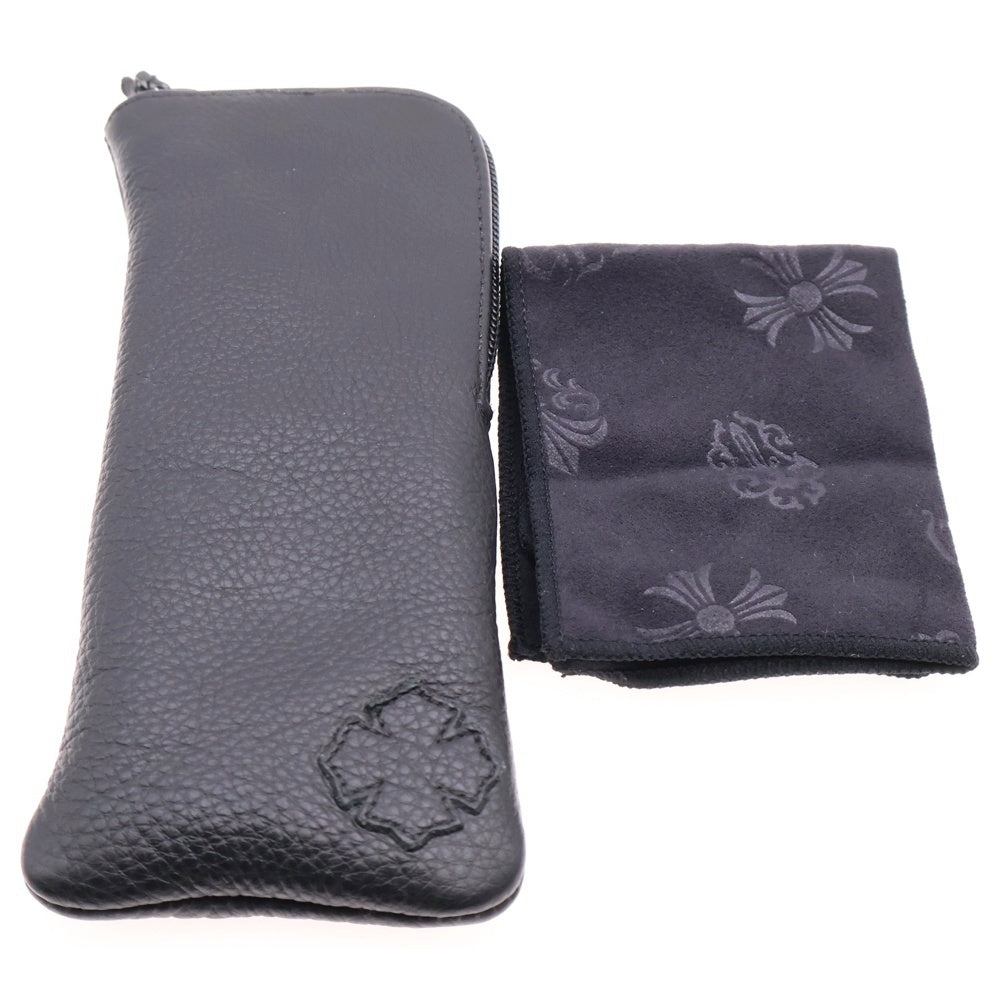 CHROME HEARTS(クロムハーツ) BUBBA-A クロステンプルメタルフレームラウンド眼鏡 シルバー/ブラック ※度入り