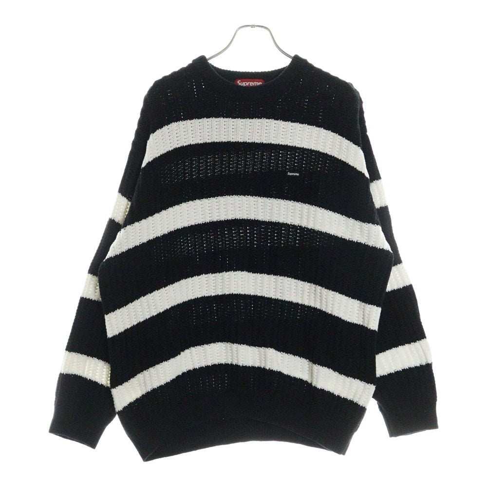 SUPREME(シュプリーム) 25SS Loose Gauge Stripe Small Box Sweater ルーズストライプ スマール ボックスロゴ セーター ホワイト/ブラック