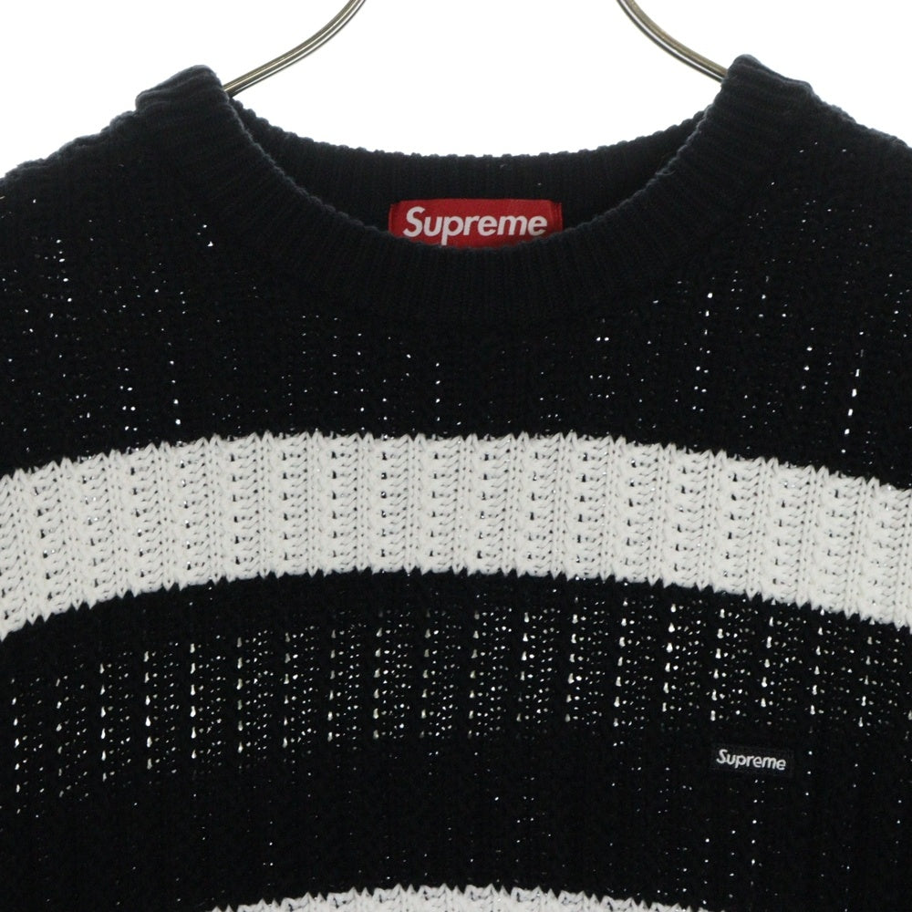 SUPREME(シュプリーム) 25SS Loose Gauge Stripe Small Box Sweater ルーズストライプ スマール ボックスロゴ セーター ホワイト/ブラック