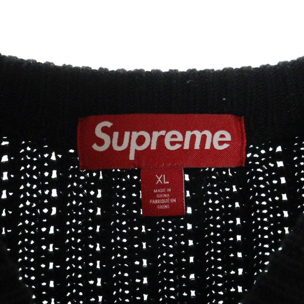 SUPREME(シュプリーム) 25SS Loose Gauge Stripe Small Box Sweater ルーズストライプ スマール ボックスロゴ セーター ホワイト/ブラック