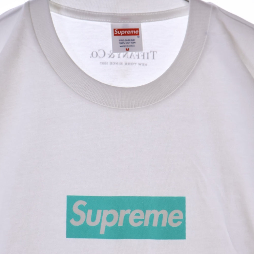 SUPREME(シュプリーム) 21AW ×TIFFANY&Co. Box Logo Tee ティファニー ボックスロゴ プリント クルーネック 半袖Tシャツ カットソー ホワイト