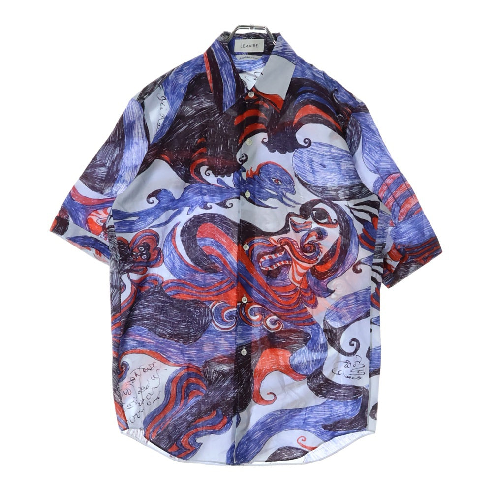 LEMAIRE(ルメール) ANGKASAPURA SHORT SLEEVE SHIRT SH1033 LF1086 グラフィックプリント 半袖シャツ ブルー