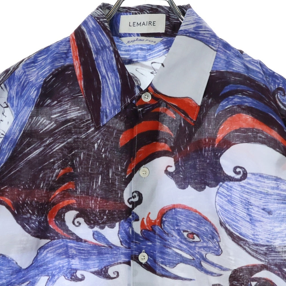 LEMAIRE(ルメール) ANGKASAPURA SHORT SLEEVE SHIRT SH1033 LF1086 グラフィックプリント 半袖シャツ ブルー