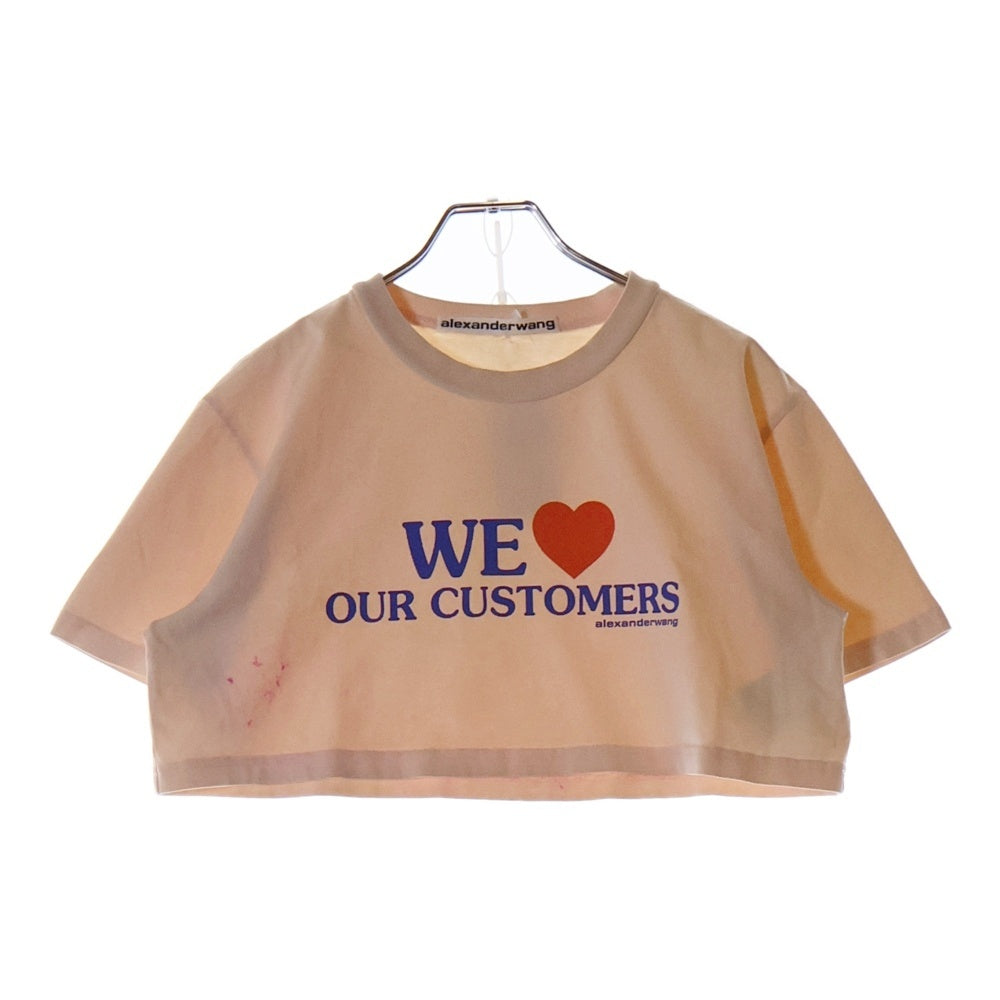 ALEXANDER WANG(アレキサンダーワン) We Love Our Customers Cropped T-Shirt 1CC2241886 ロゴプリント クロップド 半袖Tシャツ レディース ベージュ