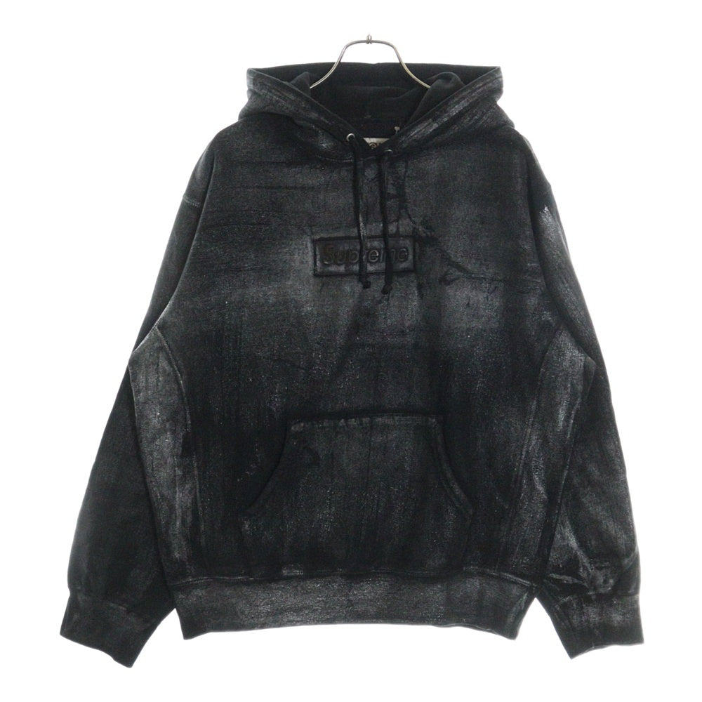 SUPREME(シュプリーム) 24SS ×MM6 Maison Margiela Foil Box Logo Hooded Sweatshirt エムエムシックスメゾンマルジェラ ボックスロゴ スウェット プルオーバーパーカー ブラック