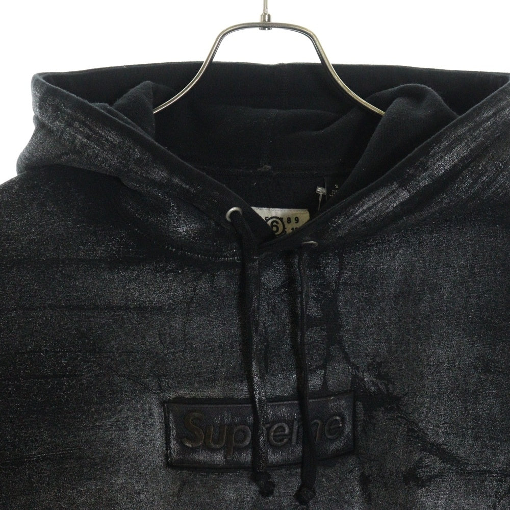 SUPREME(シュプリーム) 24SS ×MM6 Maison Margiela Foil Box Logo Hooded Sweatshirt エムエムシックスメゾンマルジェラ ボックスロゴ スウェット プルオーバーパーカー ブラック