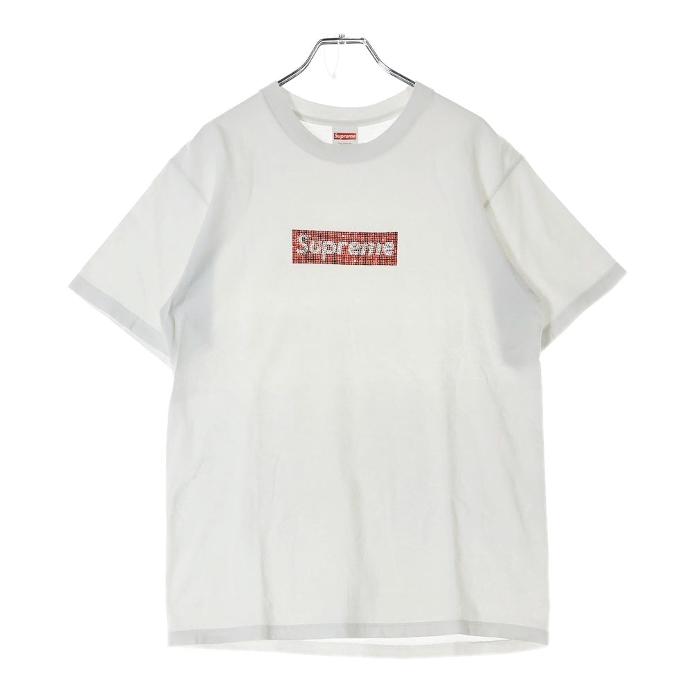 SUPREME(シュプリーム) 19SS Swarovski Box Logo Tee スワロフスキーボックスロゴ 半袖Tシャツ カットソー ホワイト