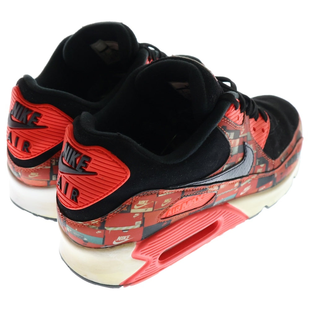 NIKE(ナイキ) ×atmos AIR MAX 90 PRNT AQ0926-001 アトモス エアマックス90 プリント ローカットスニーカー ブラック/レッド US9/27cm AQ0926-001