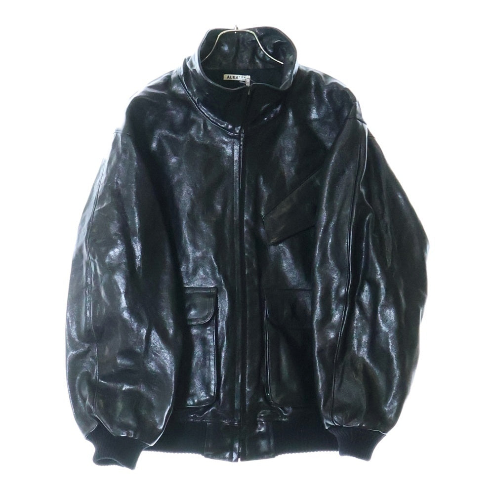 AURALEE(オーラリー) 25AW LAMB LEATHER ZIP BLOUSON ラムレザー ジップアップジャケット ブルゾン ブラック A25AB01WX