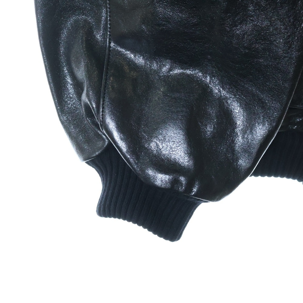 AURALEE(オーラリー) 25AW LAMB LEATHER ZIP BLOUSON ラムレザー ジップアップジャケット ブルゾン ブラック A25AB01WX