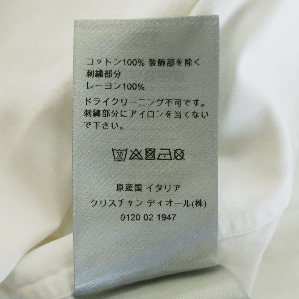 DIOR(ディオール) 21SS フラワー ロゴエンブロイダリー比翼長袖コットンシャツ ホワイト 113C535A1581