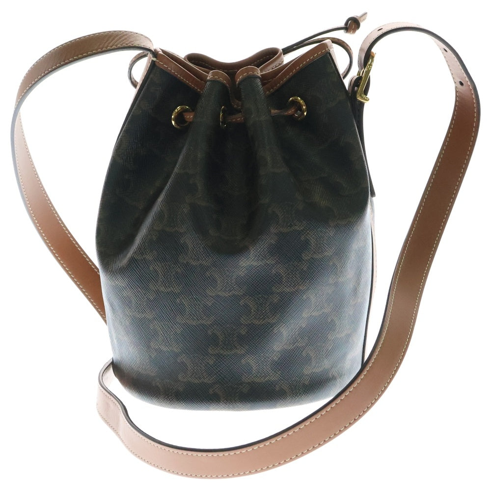 CELINE(セリーヌ) トリオンフ スモール ドローストリング 巾着ショルダーバッグ 191142BZJ 04LU ブラウン レディース