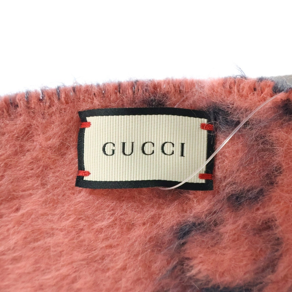 GUCCI(グッチ) GG総柄 アルパカ×ウールマフラー ピンク/グレー