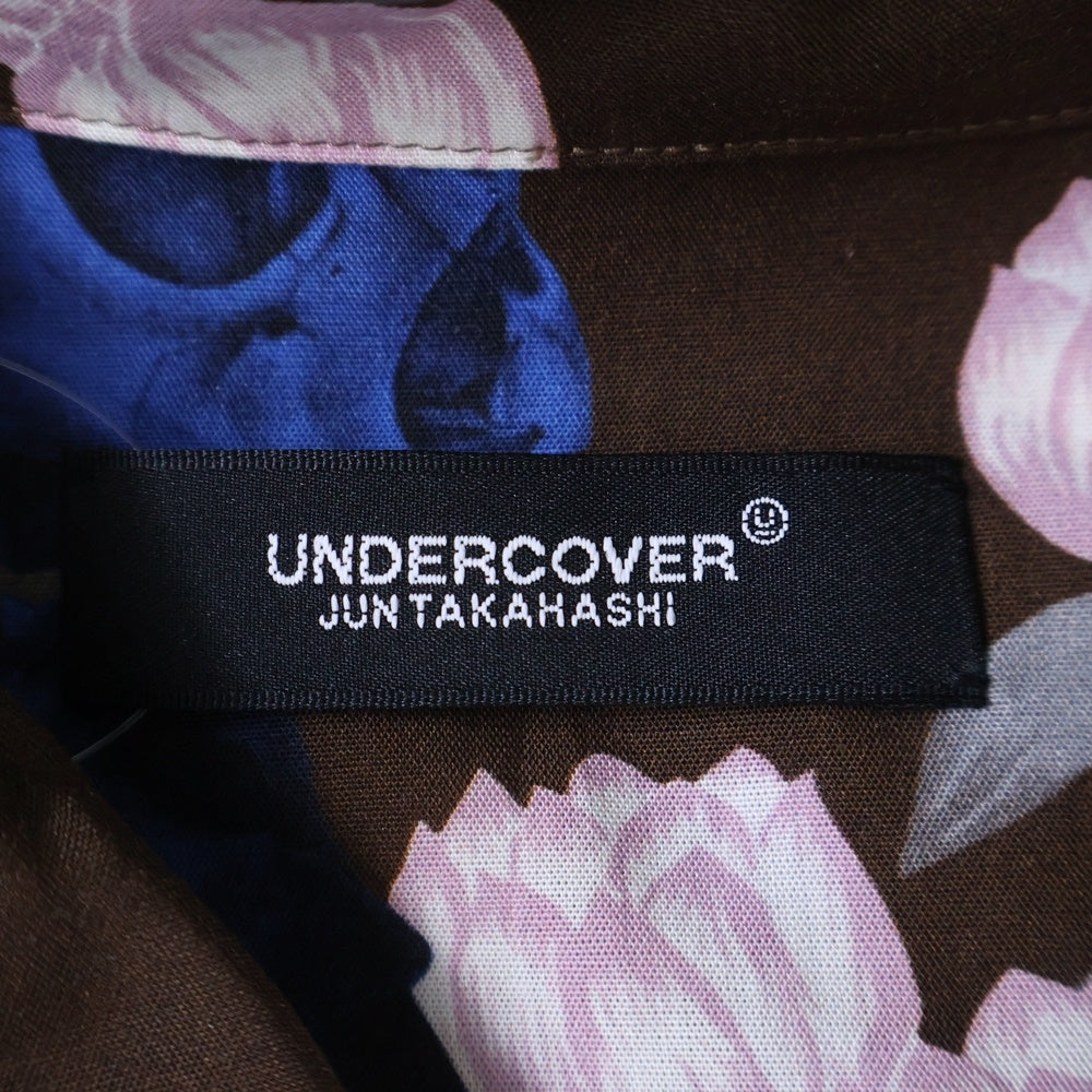UNDERCOVER(アンダーカバー) 花柄 オープンカラー半袖開襟シャツ UC1A4407-2 ブルー/ブラウン