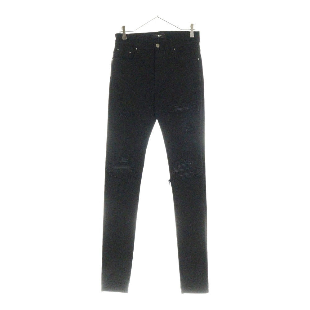 AMIRI(アミリ) MX‐1 クラッシュ加工 ストレッチスキニーボタンフライデニムパンツ ブラック SR1PXMD001
