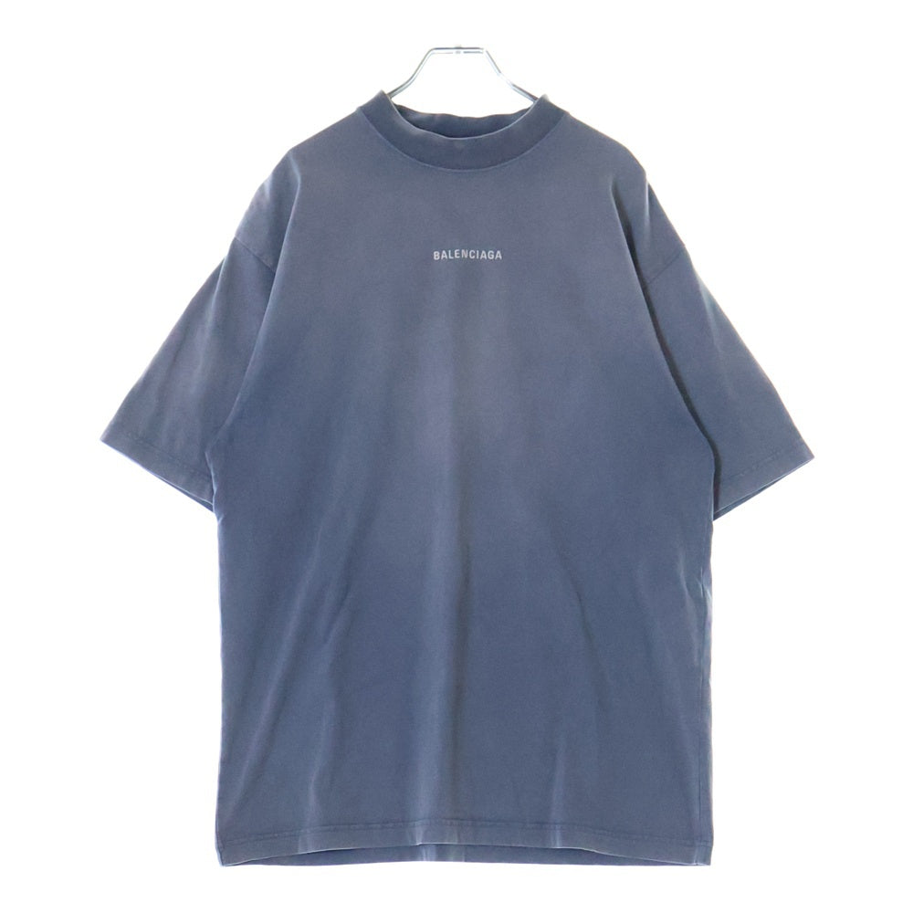 BALENCIAGA(バレンシアガ) 24SS ブランドロゴ刺繍ウォッシュド 半袖Tシャツ カットソー ブルー 764235 TPVK1